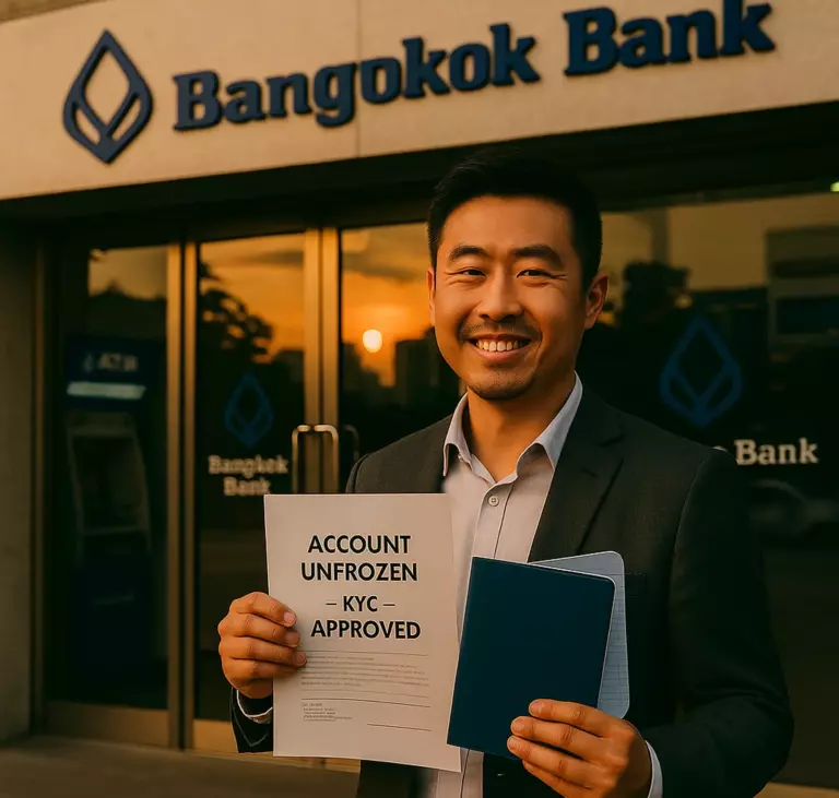 曼谷银行账户在 KYC/AML 审查后解冻——顾问准备资金来源文件和合规文件。.